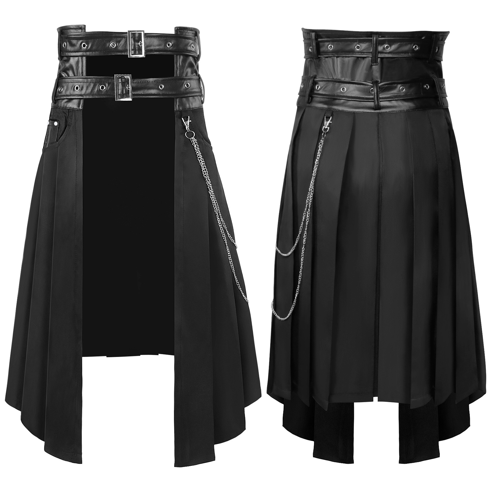 Ethnic Wear - Готические темные мужские юбка-шорты с асимметричными